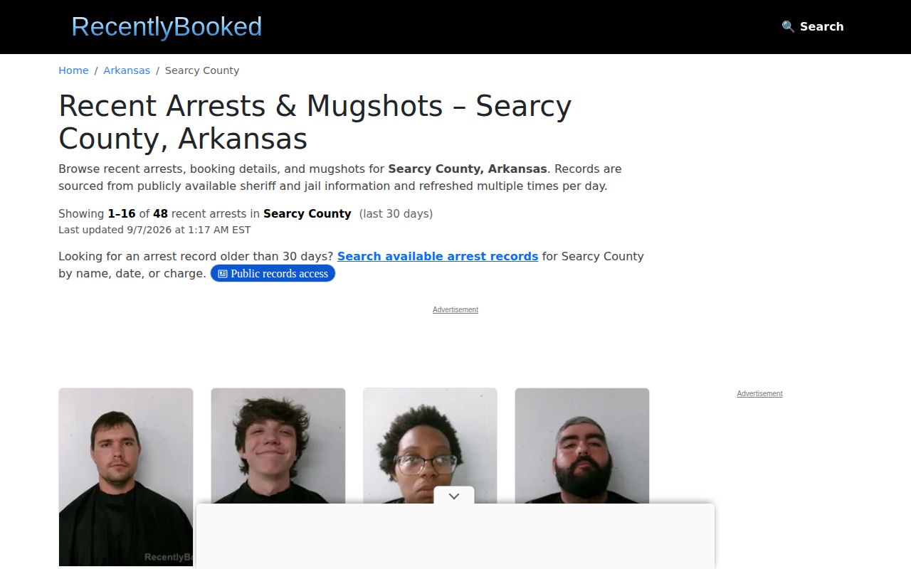 Unofficial Recently Booked Searcy County page